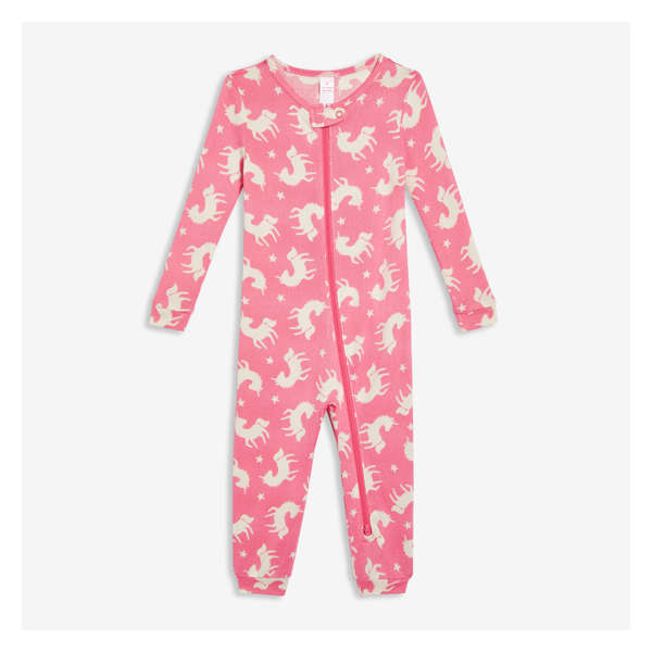 Baby Girls' Double Zip Jersey Sleeper - Dark Pink